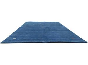 4251469400542 - Wollteppich MORGENLAND GABBEH SAHARA Teppiche Gr B L 170 cm x 240 cm 18 mm 1 St blau Schurwollteppiche reine Schurwolle Uni Tiermotiv Wohnzimmer