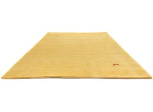 4251469400870 - Wollteppich MORGENLAND GABBEH ASTERIA Teppiche Gr B L 70 cm x 140 cm 18 mm 1 St goldfarben Gabbeh-Teppiche reine Schurwolle Uni Tiermotiv Wohnzimmer