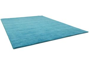 4251469402362 - Wollteppich MORGENLAND GABBEH FEIN UNI Teppiche Gr B L 140 cm x 200 cm 18 mm 1 St blau (hellblau) Schurwollteppiche reine Schurwolle uni Wohnzimmer