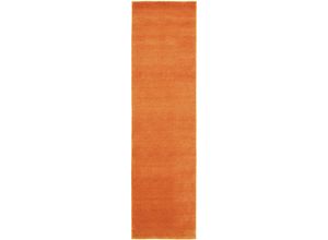 4251469407299 - Läufer MORGENLAND GABBEH FEIN FLOWY Teppiche Gr B L 80 cm x 300 cm 19 mm 1 St orange Teppichläufer Schurwolle einfarbig Wohnzimmer