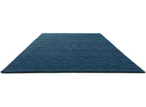 4251469453814 - Wollteppich MORGENLAND GABBEH FEIN UNI Teppiche Gr B L 70 cm x 140 cm 18 mm 1 St blau Schurwollteppiche reine Schurwolle uni Wohnzimmer