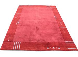 4251469465763 - Wollteppich MORGENLAND Nepal Teppich handgeknüpft rot Teppiche Gr B L 160 cm x 230 cm 18 mm 368 m² 1 St rot Nepalteppich Nepal-Teppiche handgeknüpft