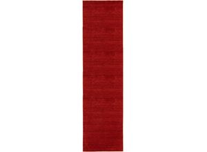 4251469491328 - Läufer MORGENLAND GABBEH FEIN UNI Teppiche Gr B L 80 cm x 200 cm 18 mm 1 St rot Teppichläufer pure Schurwolle Einfarbig Wohnzimmer