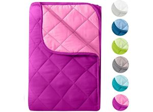 4251474100956 - WOMETO Microfaser Sommer Steppbett im Wende-Design 135x200 – OekoTex lila und pink kochfest 95° Leichtsteppbett für Camping und heiße Tage I ohne