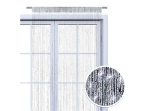 4251474126918 - Faden-Vorhang Glitzer-Vorhang 90x245 cm - silber-silber glänzender Deko Schal OekoTex transparent halbtransparent Weihnachten - silber - Wometo