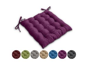 4251474132032 - Wometo - Sitzkissen Stuhl OekoTex 40x40 cm - beere violett Sitzauflage Auflage Polster Stuhlkissen Sitzpolster mit Bändern - lila