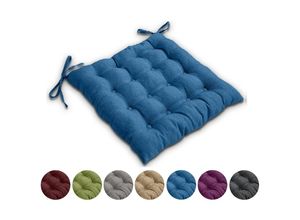 4251474132056 - Wometo - Sitzkissen Stuhl OekoTex 40x40 cm - türkis blau Sitzauflage Auflage Polster Stuhlkissen Sitzpolster mit Bändern - türkis