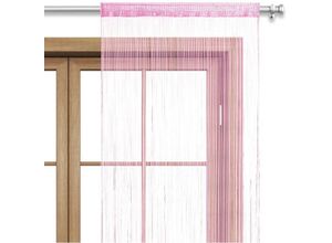 4251474132391 - Fadenvorhang Türvorhang Fäden 90x245 cm hellrose rosé - Stangendurchzug OekoTex kürzbar waschbar uni einfarbig in vielen bunten Farben - rosa - Wometo