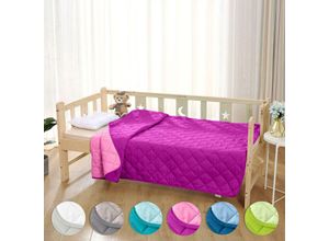 4251474132735 - Kinder Microfaser Steppbett im Wende-Design 135x200 – OekoTex lila und pink kochfest 95° Leichtsteppbett Krabbeldecke i ohne Bezug verwendbar i