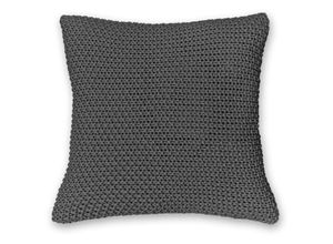 4251474134197 - Wometo - Kissenbezug Strick 45x45 cm dunkelgrau - Reißverschluss OekoTex Dekokissen warme weiche Kissenhülle mit edlem und schlichtem Strickmuster