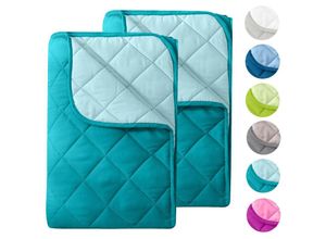 4251474134562 - Wometo - 2 Stück Microfaser Sommer Steppbett im Wende-Design 155x220 – OekoTex türkis kochfest 95° Leichtsteppbett für Camping und heiße Tage i ohne