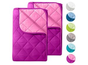 4251474134579 - 2 Stück Microfaser Sommer Steppbett 155x220 – lila und pink i oeko-tex geprüft i kochfest 95° i Leichtsteppbett für Camping & heiße Tage i ohne Bezug