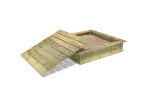 4251511800511 - King Kong Sandkasten mit Deckel Sandkiste mit Sitzbank Garten Kinder Buddelkiste - 145 x 145 cm - Wickey