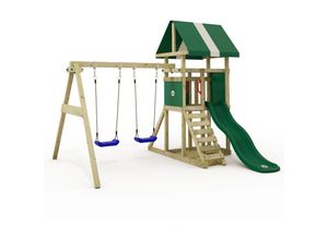 4251511890581 - Spielturm DinkyHouse mit Schaukel & Rutsche Baumhaus mit Sandkasten Kletterleiter & Spiel-Zubehör - grün - 1 - Wickey