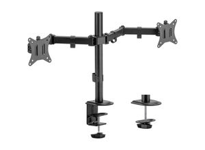 4251548151150 - Toboli Monitorhalterung für zwei Monitore bis 32 Zoll Bildschirmhalterung Tischklemme VESA 75 100 - schwarz