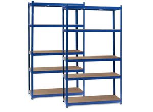 4251548155448 - Set 2x Schwerlastregal 100x50x200cm 200kg Ebene Steckregal blau Lastenregal mit 5 Ablagen Werkstattregal - Wiltec