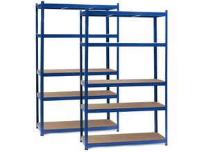 4251548155479 - Wiltec Set 2x Schwerlastregal blau 120x60x204cm Steckregal 5 Ablagen 200kg Ebene Werkstattregal - blau