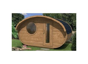 4251554499123 - Tiny Hobbit Sauna Fasssauna 3 Sitzbänke aus Holz  Sauna mit 42 mm Wandstärke Außensauna mit Montagematerial - Naturbelassen