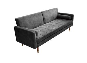 4251561900278 - riess-ambiente Schlafsofa COUTURE - 196cm grau Microvelours 3-Sitzer Couch Bettfunktion ink Kissen