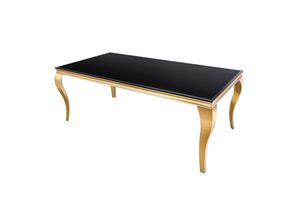 4251561900681 - riess-ambiente Esstisch MODERN BAROCK - 180cm schwarz gold Edelstahl Opalglas Tischplatte