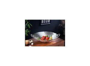 4251561902432 - riess-ambiente Deko Schale ORIENT - 55cm silber Metall Hammerschlag Design Handgearbeitet