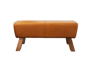 4251561902791 - riess-ambiente Sitzbank TURNBOCK - 100cm cognac Echtleder Mangoholz Retro Sitzhocker