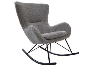 4251561903064 - riess-ambiente Schaukelstuhl SCANDINAVIA SWING - hellgrau Bouclé Sessel schwarz Metall Wippmechanik