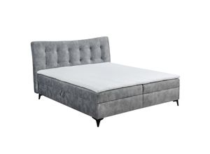 4251561903644 - riess-ambiente Boxbett DECADENCIA - 180x200cm silbergrau Samt inklusive Bettkasten Topper Matratze