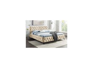 4251561903866 - riess-ambiente Doppelbett MODERN BAROCK - 180x200cm champagner strukturierter Samt Chesterfield