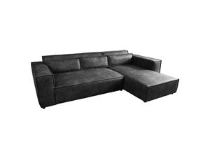 4251561903958 - Design Ecksofa 265cm antik dunkelgrau Microfaser Couch 3-Sitzer Wohnzimmer