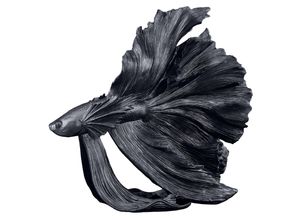 4251561904085 - Design Deko Figur Kampffisch CROWNTAIL 60cm schwarz Betta Fisch Skulptur