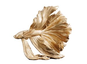 4251561904412 - riess-ambiente Skulptur CROWNTAIL - Design Deko Figur Kampffisch 35cm gold Betta Fisch Skulptur