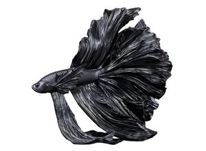 4251561904436 - riess-ambiente Skulptur CROWNTAIL - Design Deko Figur Kampffisch35cm schwarz Betta Fisch Skulptur