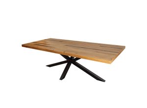 4251561905839 - riess-ambiente Esstisch GALAXIE - 240cm massiv vintage braun recyceltes Pinienholz schwarzes Stahlgestell