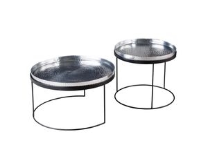 4251561905983 - riess-ambiente Couchtische ELEMENTS - 2er Set rund 60cm silber schwarz Metall Tabletttisch Beistelltisch