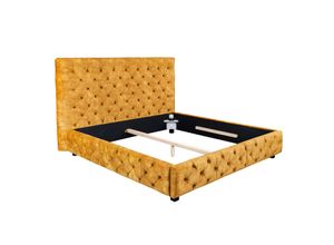 4251561906492 - riess-ambiente Doppelbett PARIS - 180x200cm senfgelb Samt Chesterfield Design Kingsize