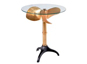 4251561906690 - riess-ambiente Beistelltisch OCEAN - Handgefertigter Beistelltisch 75cm gold schwarz Glasplatte Metall maritim rund