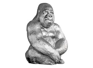 4251561907222 - riess-ambiente Gorillafigur KONG 40cm silber handmade Metall Skulptur Deko