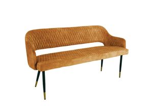 4251561907307 - riess-ambiente Sitzbank PARIS - 160cm senfgelb Samt Retro Rückenlehne Metallbeine