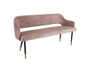 4251561907314 - riess-ambiente Sitzbank PARIS - 160cm greige Samt Rückenlehne goldene Fußkappen Retro Metallbeine