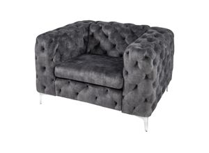 4251561907413 - Sessel MODERN BAROCK- Design Chesterfield 120cm dunkelgrau Samt