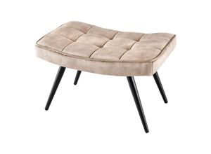 4251561908052 - riess-ambiente Hocker SCANDINAVIA - modern champagner beige Samt schwarze Metallbeine Fußhocker