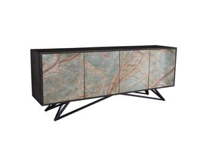 4251561908120 - riess-ambiente Sideboard MOUNTAIN SOUL - 175cm echter Naturstein weiß Akazie Marmor-Design Massivholz