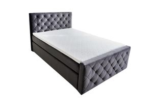 4251561908212 - riess-ambiente Boxspringbett PROVOCATEUR - 180x200cm dunkelgrau Samt Topper Matratze Doppelbett Kingsize