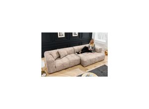 4251561908540 - riess-ambiente Ecksofa ZERO GRAVITY - 305cm champagner beige Samt Bigsofa Couch XXL Modern