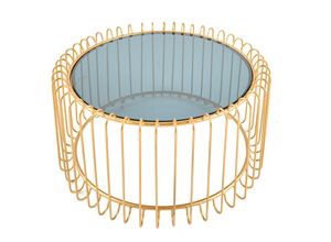 4251561909646 - riess-ambiente Couchtisch VARIATION - rund 60cm gold Metallgestell Eisen Schwarzglas handmade