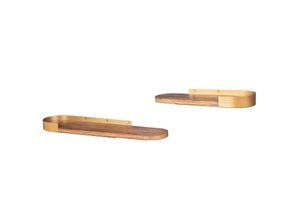 4251561909813 - riess-ambiente Wandregal PURE NATURE - modern 2er Set 60cm gold Mangoholz massiv Metall handmade