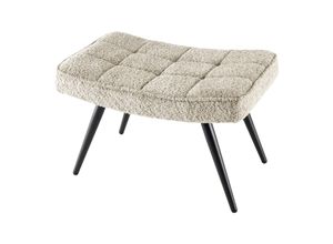 4251561910475 - riess-ambiente Hocker SCANDINAVIA - modern champagner greige Bouclé schwarze Metallbeine Fußhocker