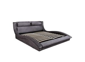 4251561920016 - riess-ambiente Bett SWING 160x200cm grau Samt mit Stauraum geschwungenes Doppelbett