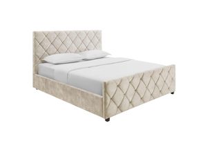 4251561920290 - riess-ambiente Boxbett ELYSIUM 180x200cm champagner beige Samt mit Stauraum